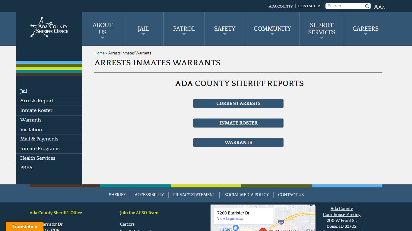 Arrests Inmates Warrants - Ada County Arrests Inmates Warrants